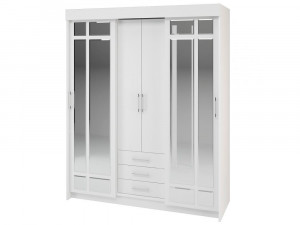 Шкаф-купе с ящиками и зеркалом Фортуна белый 170х60х210