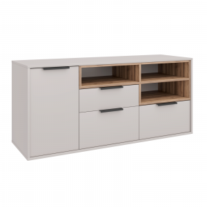 Комод 3 ящика полки и створка Чарли Кашемир/Авелано 140х45х65