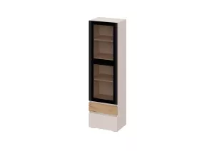 Шкаф-пенал со стеклом Стоуби ПС-550 Кашемир/Дуб Крафт золотой 55х40х190