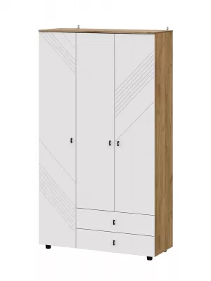 Шкаф 3-х створчатый распашной Байкал дуб золотой/белый 120х46х210
