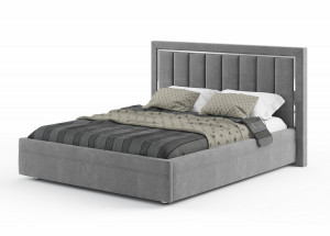 Интерьерная кровать двуспальная мягкая 1.8*2.0 серый велюр
