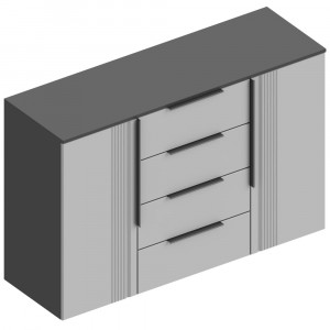 Комод c 4 ящиками Вита серый Лофт 140х45х93