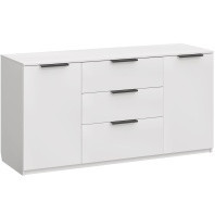Комод 3 ящика и створки белый 140х46х71