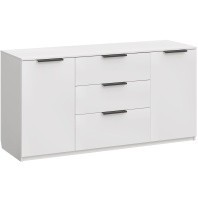 Комод 3 ящика и створки белый 140х46х72