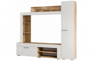 Комплект гостиной Николь Дуб Крафт серый/белый 200х40х180