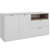 Комод 2 ящика полки и створки Белое сияние/Дуб Ирландский 130х45х65