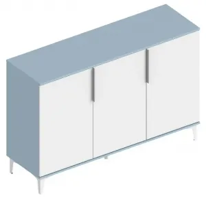 Комод Бриз белый голубой Дасти Гри 140х46х94