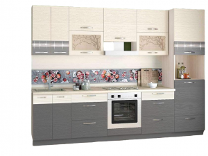 Кухонный гарнитур прямой Графит 35  готовое решение дуб кронберг/лагода/антрацит 300 см