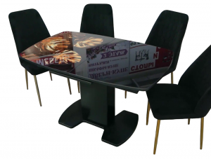 Обеденная группа черный/золото стол Будапешт и комплект стульев Марсала