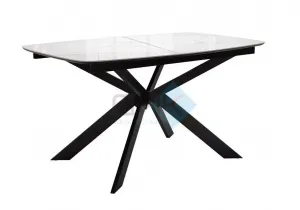 Стол BK140 керамогранит Carrara Gloss (мрамор глянец белый)/ опоры черные
